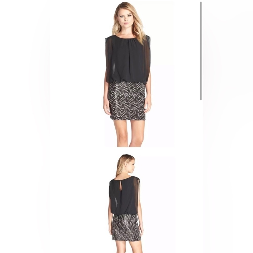 Guess sequin / chiffon blouson mini dress